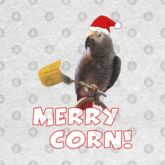 African Grey Parrot Holiday Christmas Santa by Einstein Parrot